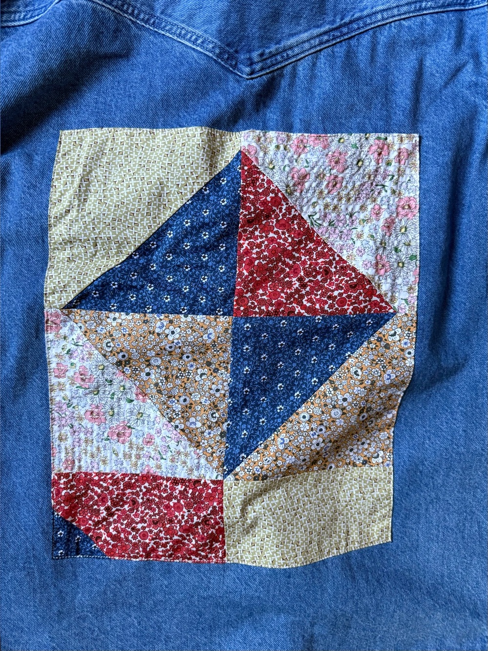 Levi’s The Weatern Quilt Patch Denim Shirt Jacket Small - Picture 5 of 5